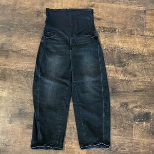 Black Lightly Distressed Panel Detail Maternity Barrel Jeans